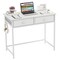 Space Saving Home Office Desk with 2 Fabric Drawers and 4 Hanging Hooks